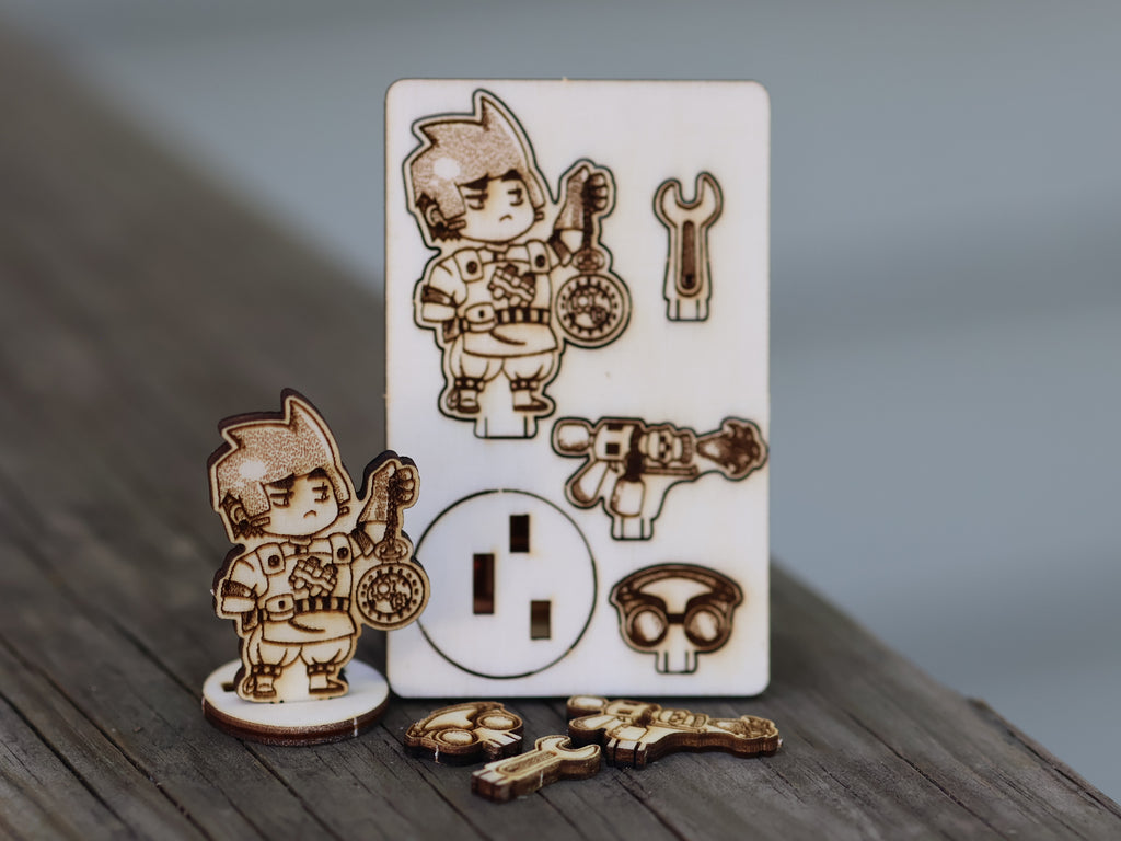Wooden miniature for DnD and other TTRPG games. A wooden standee human artificer class. Want a cute minis and affordable mini for Dnd? This is it. 