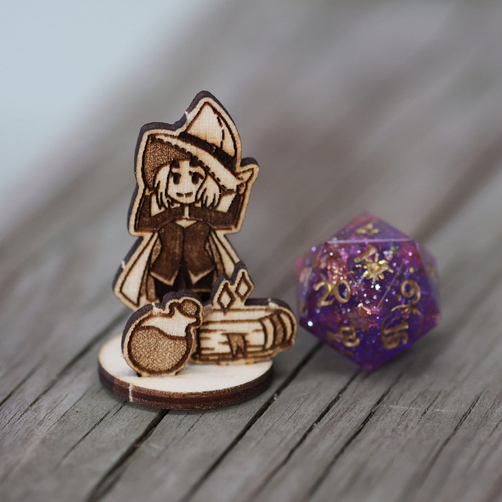 Human Sorcerer 2D dnd mini wooden standee